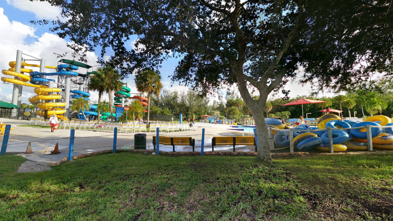 View of slides and tubes at C.B. Smith Park Broward County FL